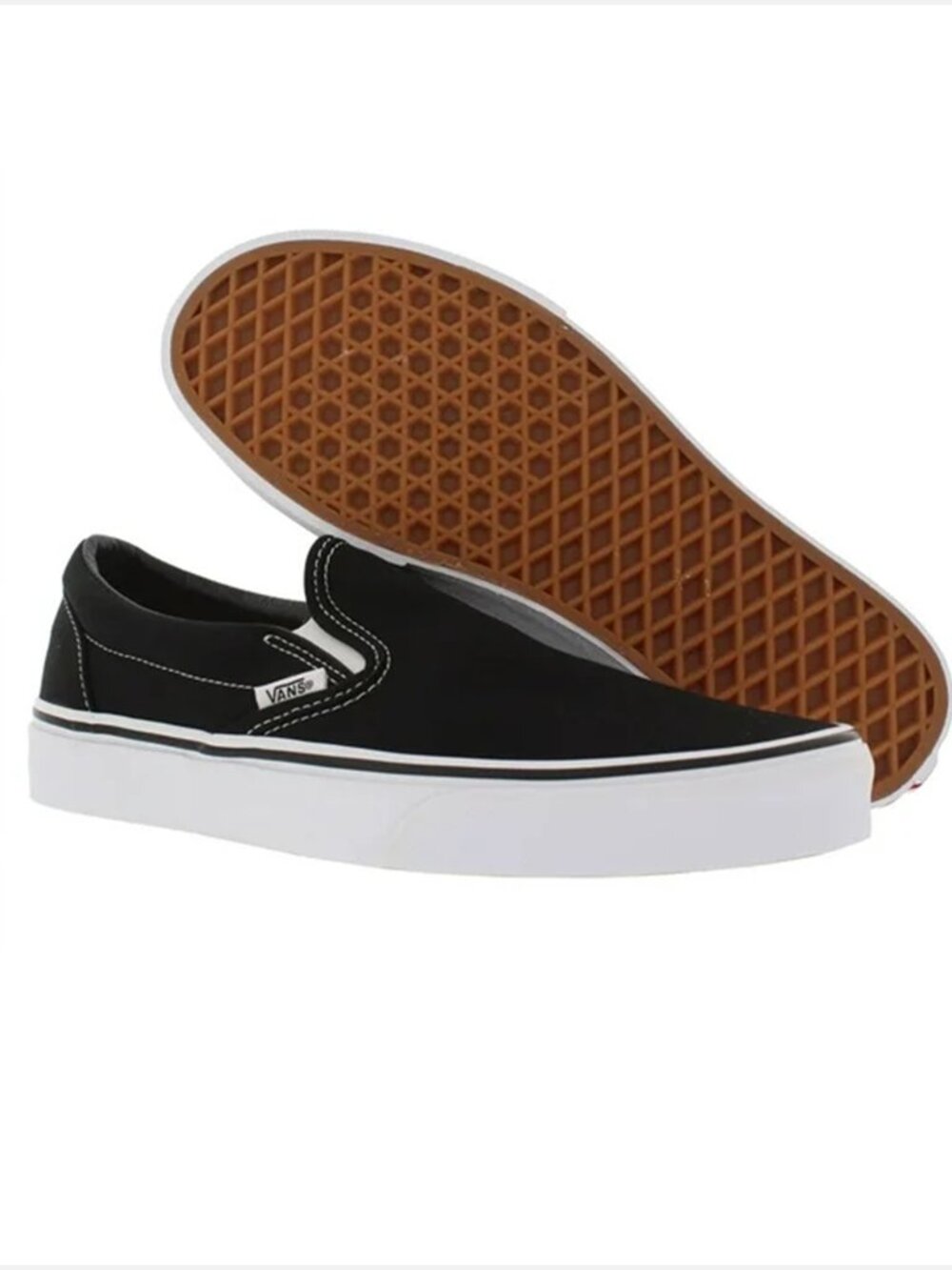 Vans Black & White Classic Slip on Skate Shoes Sneakers US Men 7.5 / Women 9